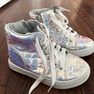 Silver high top sneakers